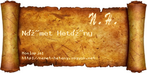 Német Hetény névjegykártya